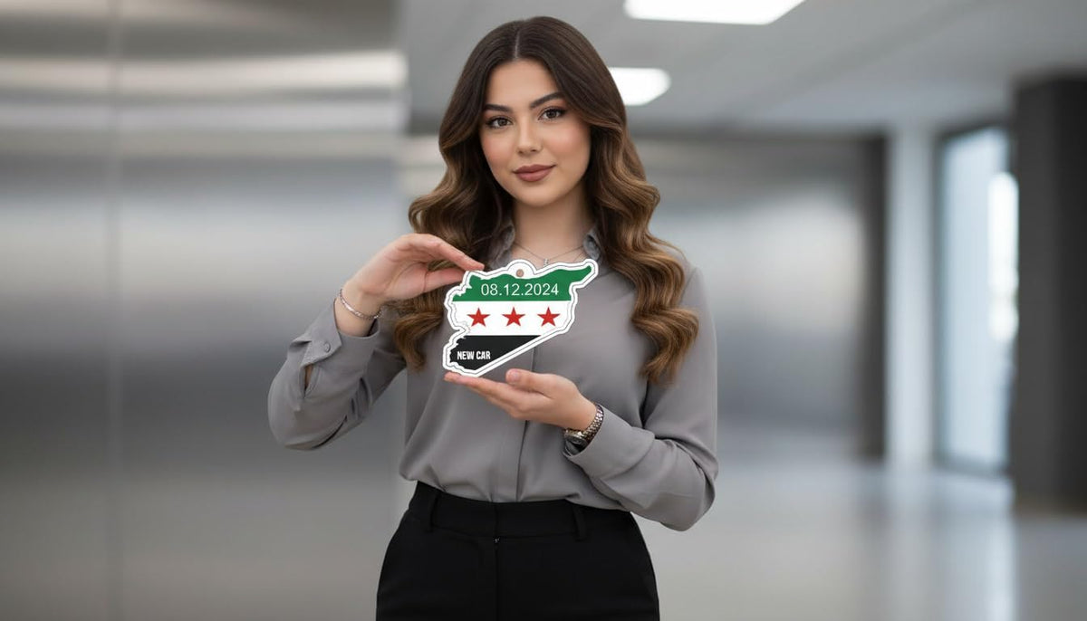 Syrien Flaggen-Duftbaum (2er-Pack) – Premium Auto-Lufterfrischer BAMBU + NEW CAR