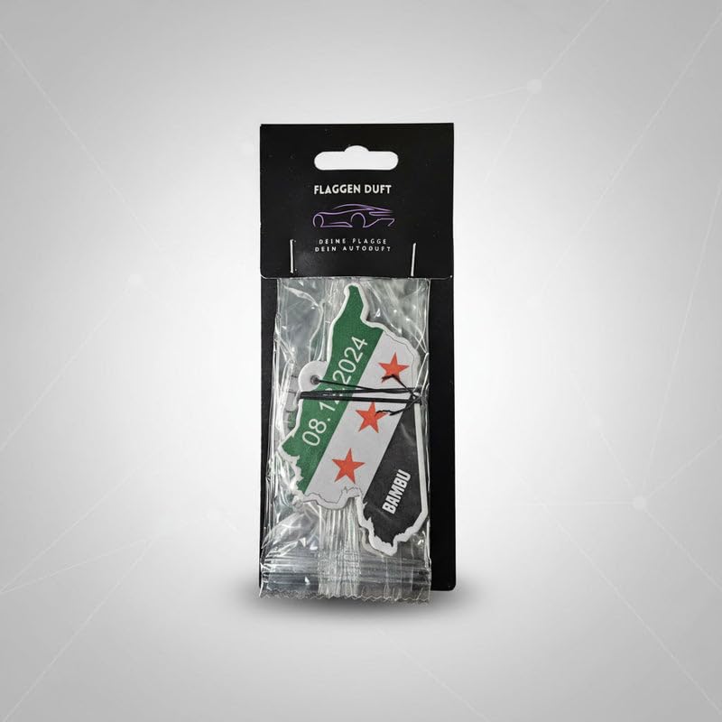 Syrien Flaggen-Duftbaum (2er-Pack) – Premium Auto-Lufterfrischer BAMBU + NEW CAR