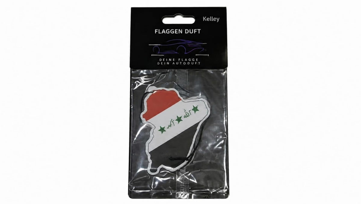Flaggen Duft Auto Lufterfrischer im Nationalflaggen Design im 2er-Pack (Kelley, Irak-s)
