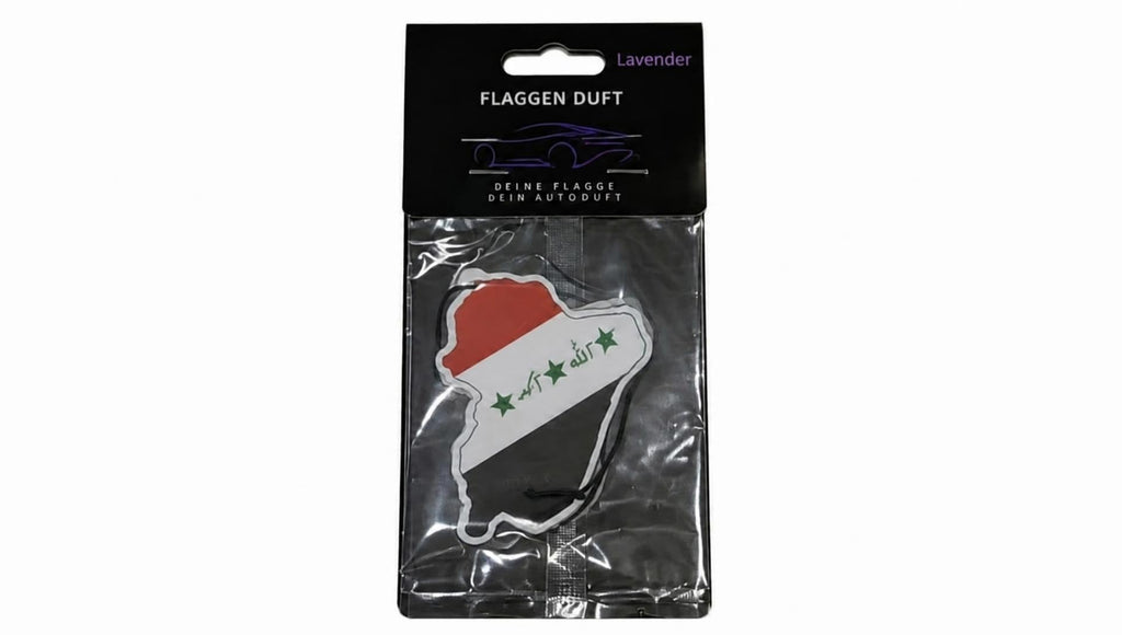Flaggen Duft Auto Lufterfrischer im Nationalflaggen Design im 2er-Pack (Lavender, Irak-s)