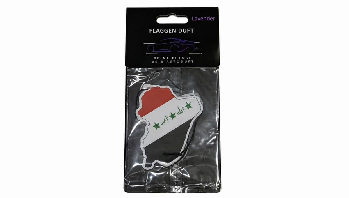 Flaggen Duft Auto Lufterfrischer im Nationalflaggen Design im 2er-Pack (Lavender, Irak-s)