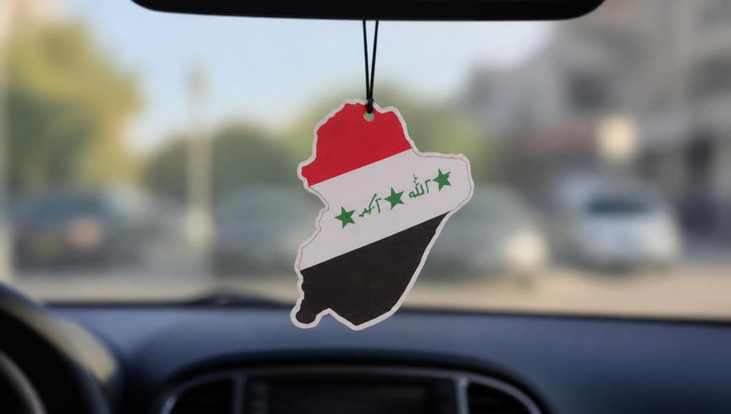 Flaggen Duft Auto Lufterfrischer im Nationalflaggen Design im 2er-Pack (Kelley, Irak-s)